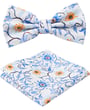 Henk ter Horst 100% katoenen vlinderstrik met takken bladeren bloemen print Blauw