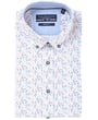 R.B. Boston korte mouw zeegolf print overhemd Zalm