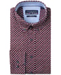 R.B. Boston regular fit 100% katoen lange mouw overhemd met print Bordeaux