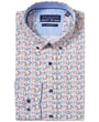 R.B. Boston regular fit 100% katoen lange mouw overhemd met print Cognac