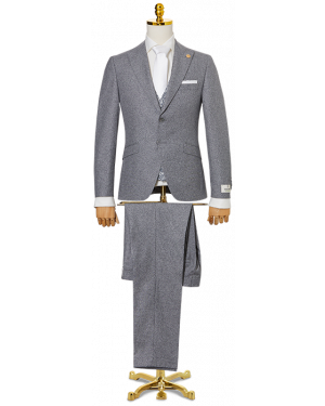 Koop Wilvorst 3-delig Green Wedding trouwkostuum gemeleerd scheerwol katoen zijdemix Grijs voor slechts  € 699,95 bij Henk ter Horst herenmode